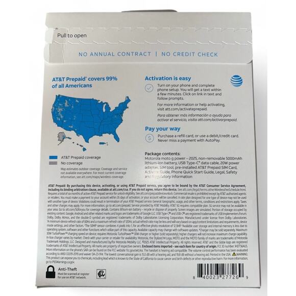 Motorola Moto G Power 5G 2025, 128GB, Slate Gray - At&t Prepaid Smartphone - NEW - Picture 2 of 2